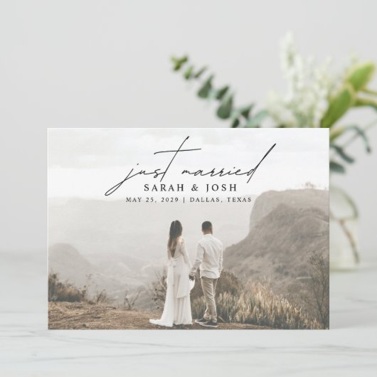 Faire-part Modern Just Marié 3 Photo QR Code Mariage (Debout devant)