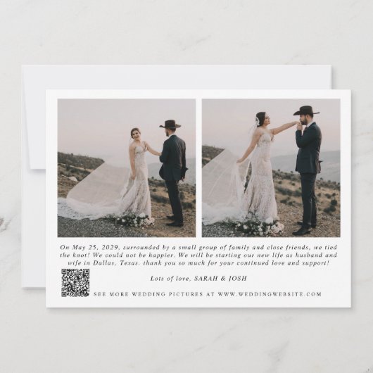 Faire-part Modern Just Marié 3 Photo QR Code Mariage (Dos)
