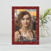 Faire-part Modern Maroon Math Script Photo Graduation  (Debout devant)
