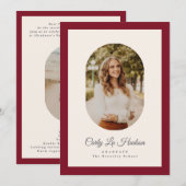 Faire-part Modern Maroon Oval High School Photo Graduate (Devant / Derrière)