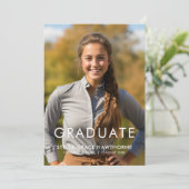 Faire-part Modern Minimal Typography Photo Graduation (Debout devant)