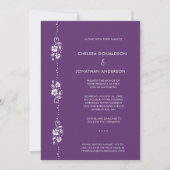 Faire-part Modern Minimal White Floral Dark Purple Wedding (Devant)