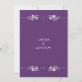 Faire-part Modern Minimal White Floral Dark Purple Wedding (Dos)