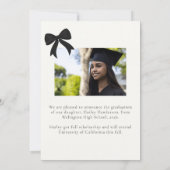 Faire-part Modern Minimalist Bow Frame Graduation Photo (Dos)