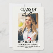 Faire-part Modern Minimalist Photo Graduation Black Script  (Devant)