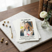 Faire-part Modern Minimalist Photo Graduation Black Script 