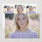 Faire-part Modern Minimalist Script Photo Graduation (Devant / Derrière)