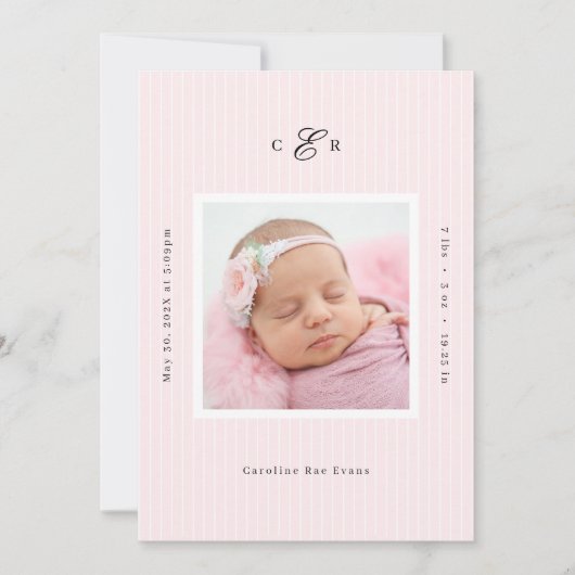 Faire-part Modern Monogram Photo Birth Announcement (Devant)