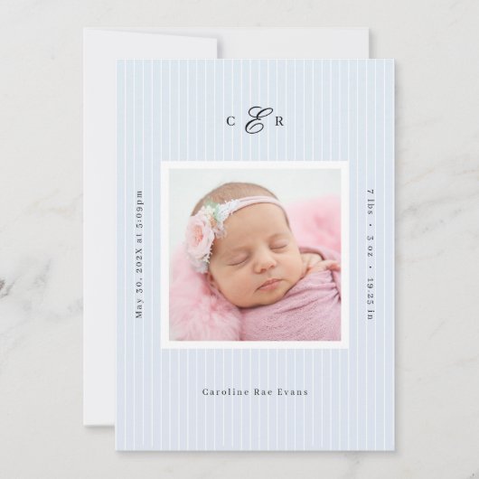 Faire-part Modern Monogram Photo Birth Announcement (Devant)