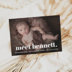 Faire-part Modern Name Baby Photo Birth