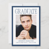 Faire-part Modern Navy Frame 2 Photo Graduation (Devant)