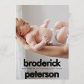 Faire-part Modern Newborn Simple Photo Birth (Dos)