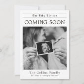 Faire-part Modern Newspaper Black and White Pregnancy Reveal (Devant)