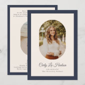 Faire-part Modern Oval Blue High School Photo Graduate (Devant / Derrière)