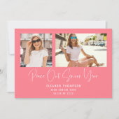 Faire-part Modern Peace Out 2 Photo 2022 Graduation Pink (Devant)