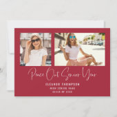 Faire-part Modern Peace Out 2 Photo 2022 Graduation Red (Devant)