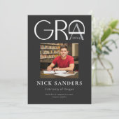 Faire-part Modern Photo Graduation College Noir (Debout devant)