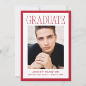 Faire-part Modern Red Frame 2 Photo Graduation (Devant)