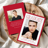 Faire-part Modern Red Frame 2 Photo Graduation