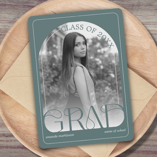 Faire-part Modern Sage Green Arch Graduation Announcement