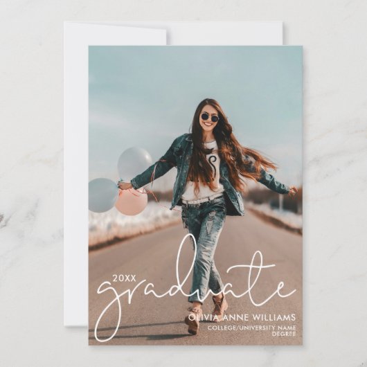 Faire-part Modern Script College Graduate (Devant)