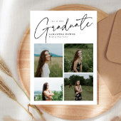 Faire-part Modern Script Graduate 10 Photo Collage Graduation