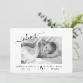 Faire-part Modern Script Photo Collage Nouveau bébé naissance (Debout devant)