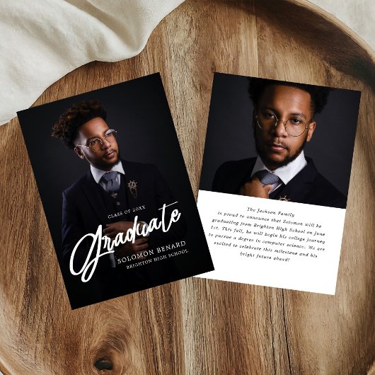 Faire-part Modern Script Photo High School Graduation