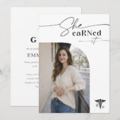 Faire-part Modern Script Simple Photo RN Nursing Graduation (Devant / Derrière)