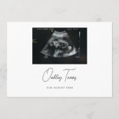 Faire-part Modern Script Twins Minimalistic Baby Pregnancy (Dos)