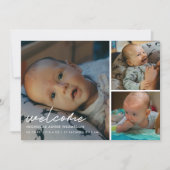 Faire-part Modern Script "Welcome" 4-Photo Baby Birth (Devant)