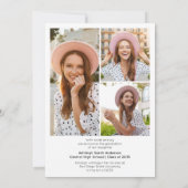 Faire-part Modern Simple Graduate 3 Photo Collage Graduation (Dos)