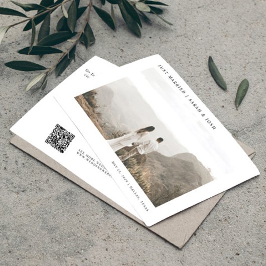 Faire-part Modern Simple QR Code Juste Marié Photo Mariage