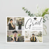 Faire-part Modern Trendy Script 4 Photo collage Graduation (Debout devant)
