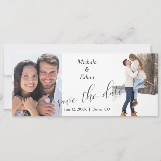 Faire-part Modern Two Photo Save the Date Mariage (Devant)