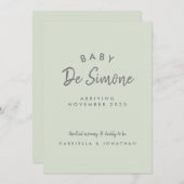 Faire-part Modern Typography Green Pregnancy (Devant / Derrière)