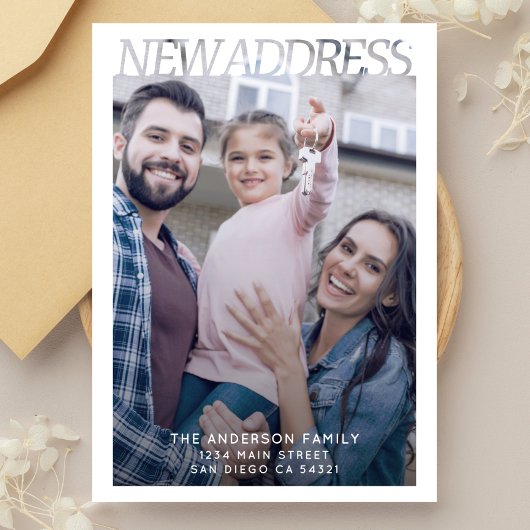 Faire-part Modern Typography New Address Photo