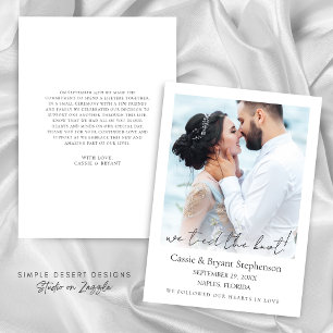 Faire-part Modern We Tied the Knot Photo Elopement Mariage