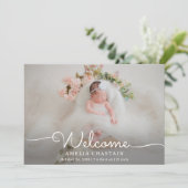 Faire-part Modern Welcome Calligraphy 4 Photo Baby Birth (Debout devant)