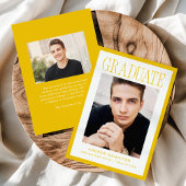 Faire-part Modern Yellow Frame 2 Photo Graduation