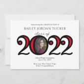 Faire-part Moderne 2022 Couleurs de l'école Photo Red Graduat (Devant)