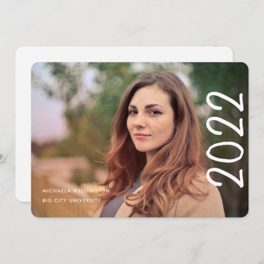 Faire-part Moderne 2022 Script 1 Photo University Graduation (Devant / Derrière)