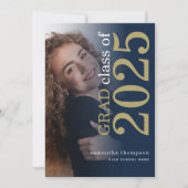 Faire-part Moderne 2 photo Marine Gold 2025 Graduation (Devant)