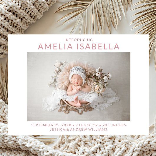 Faire-part Moderne 2 Photo Naissance d'une fille