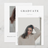 Faire-part Moderne 2 Photo noir & blanc Graduation (Devant / Derrière)