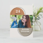 Faire-part Moderne 2 Photo Université Citrouille Taupe (Debout devant)