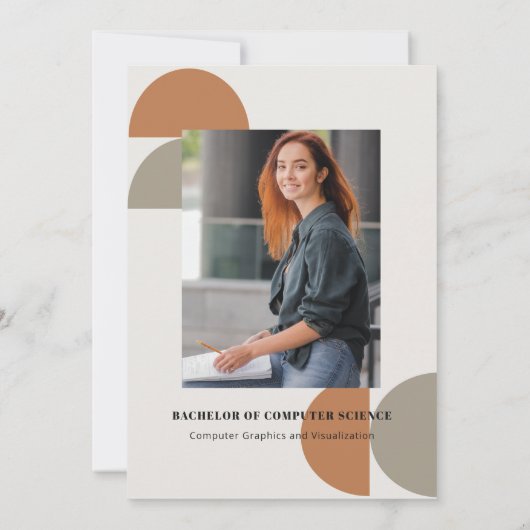 Faire-part Moderne 2 Photo Université Citrouille Taupe (Dos)