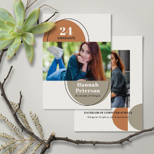 Faire-part Moderne 2 Photo Université Citrouille Taupe