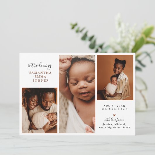 Faire-part Moderne 3 Merci photo Naissance du nouveau bébé (Debout devant)