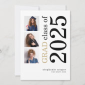 Faire-part Moderne 3 photo 2023 White Graduation (Devant)